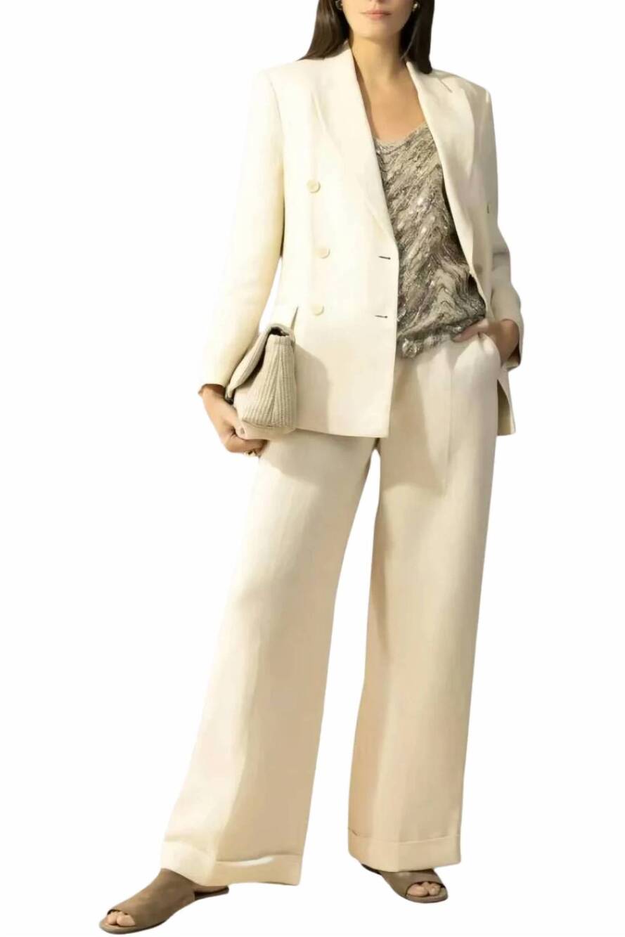 NEW BRUNELLO CUCINELLI women's button-fastening fitted jacket in cream